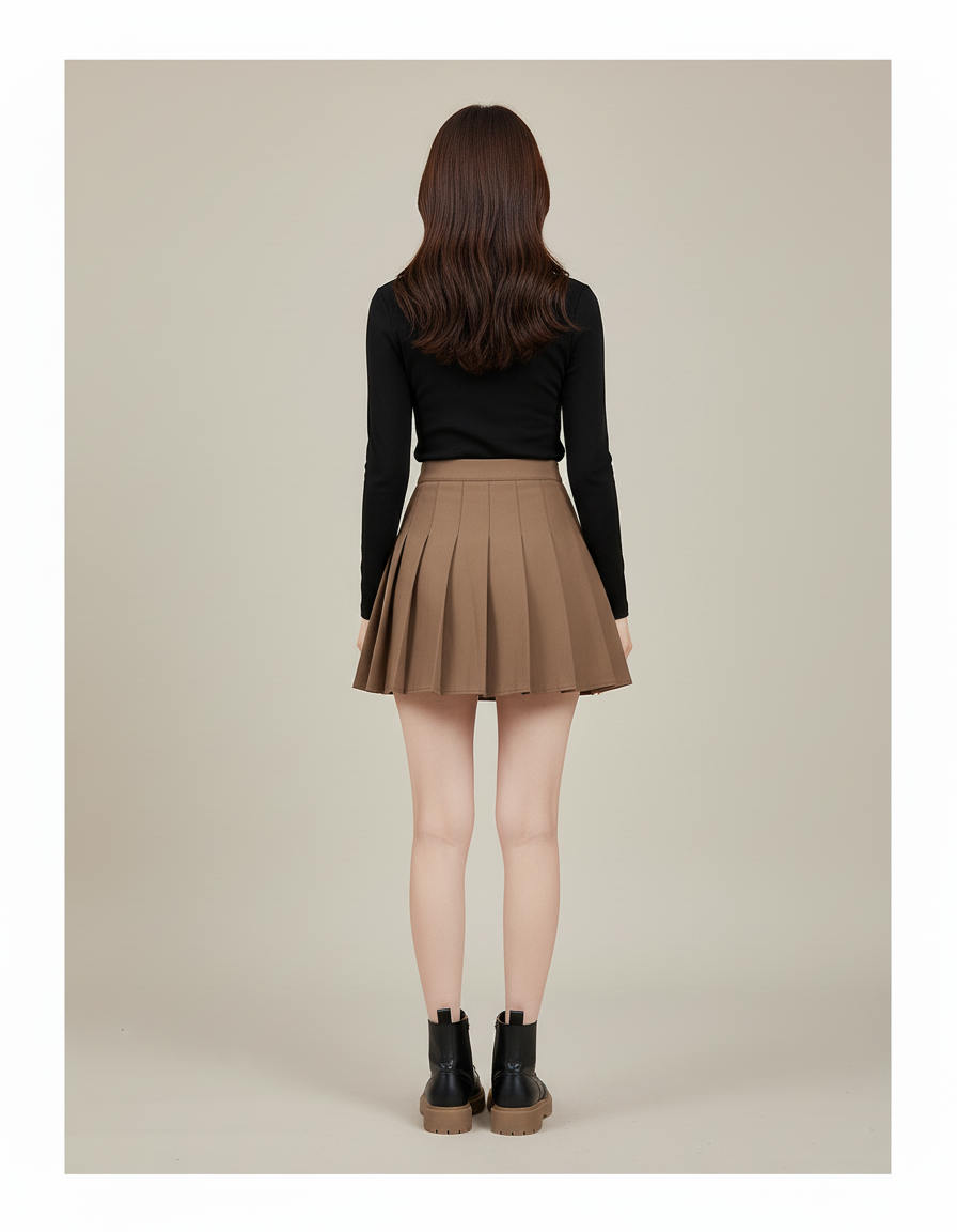 Jupe Plissée marron mini Y2K raffinée