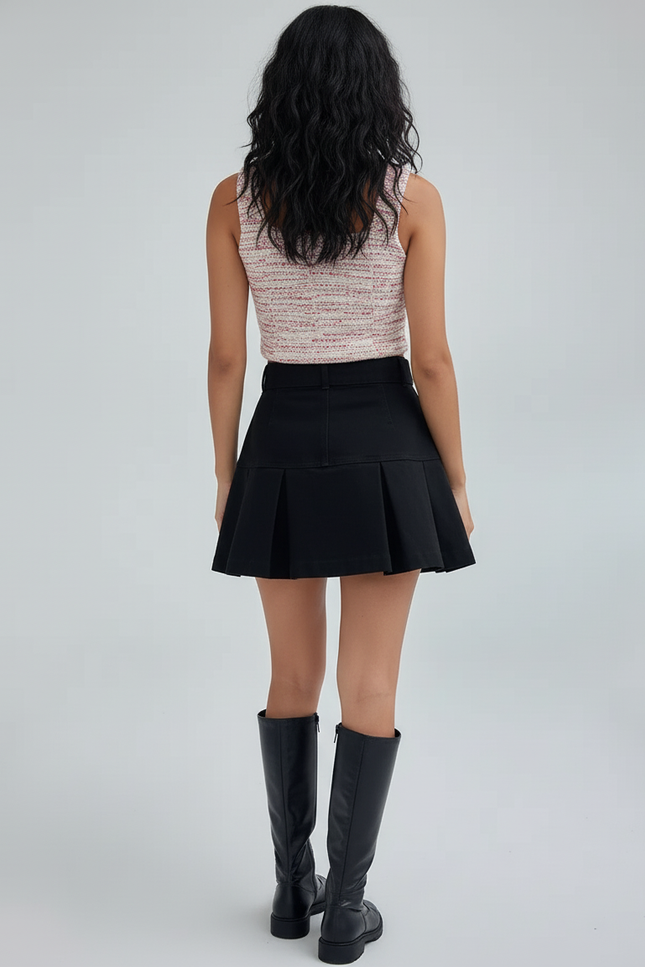 Jupe Plissée Noir Mini Chic