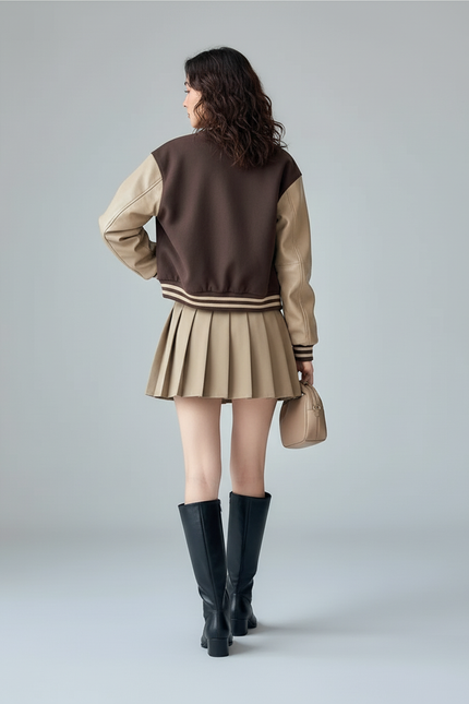 Jupe Plissée beige mini chic