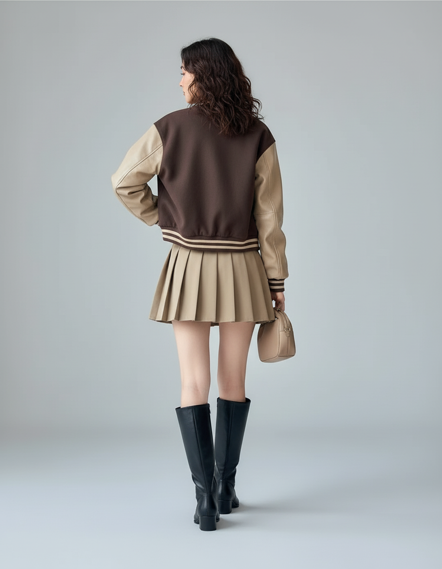 Jupe Plissée beige mini chic