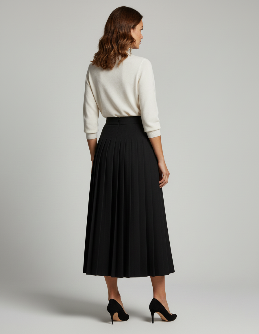 Jupe Plissée noire longue élégante tendance