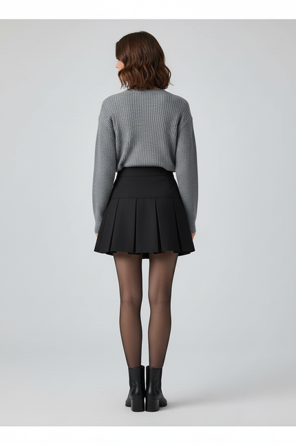 Jupe Plissée Noir Mini Préppy