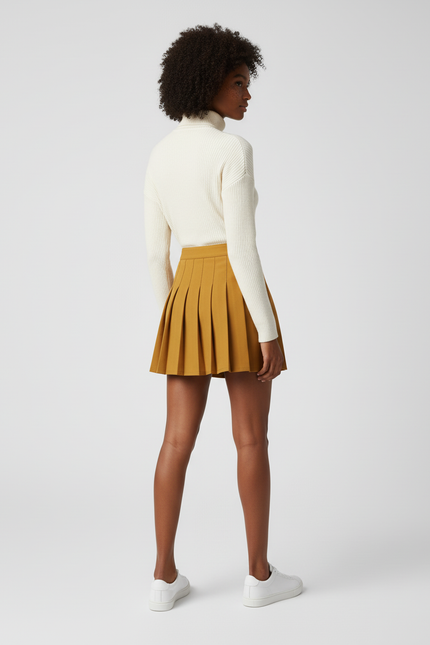 Jupe Plissée marron mini chic moderne urbaine