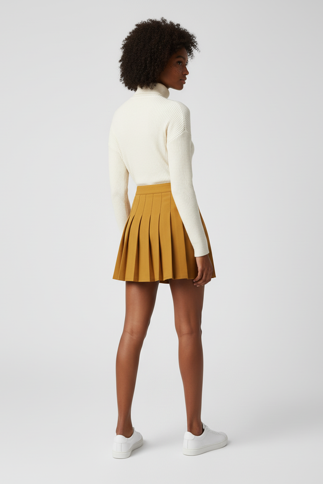 Jupe Plissée marron mini chic moderne urbaine