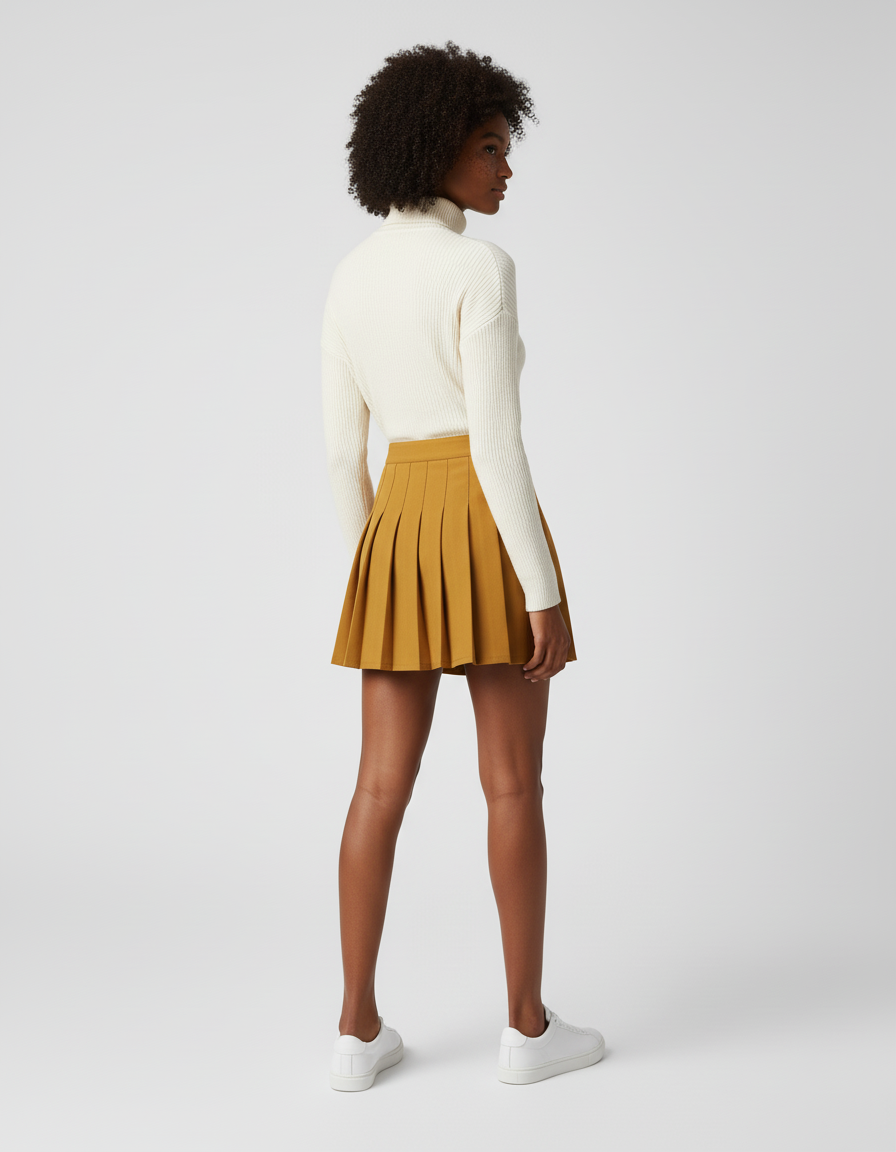 Jupe Plissée marron mini chic moderne urbaine