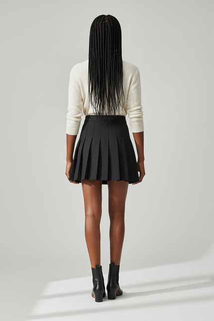 Jupe Plissée Noire Mini Chic raffinée classique