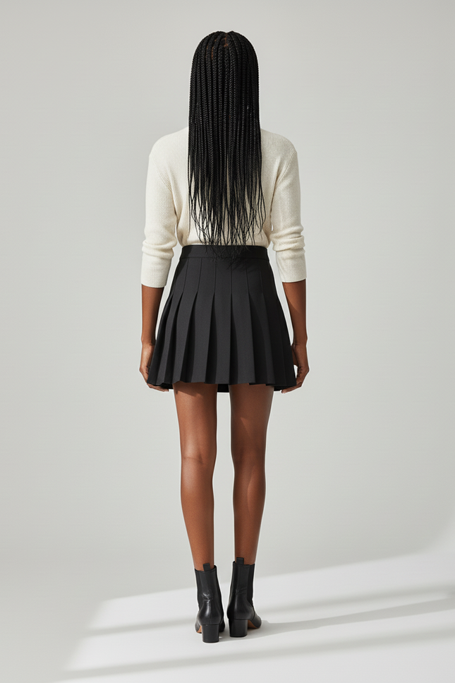 Jupe Plissée Noire Mini Chic raffinée classique