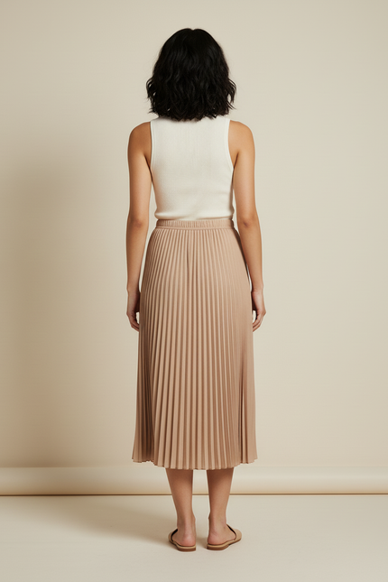 Jupe Plissée Beige Fluide Élégante
