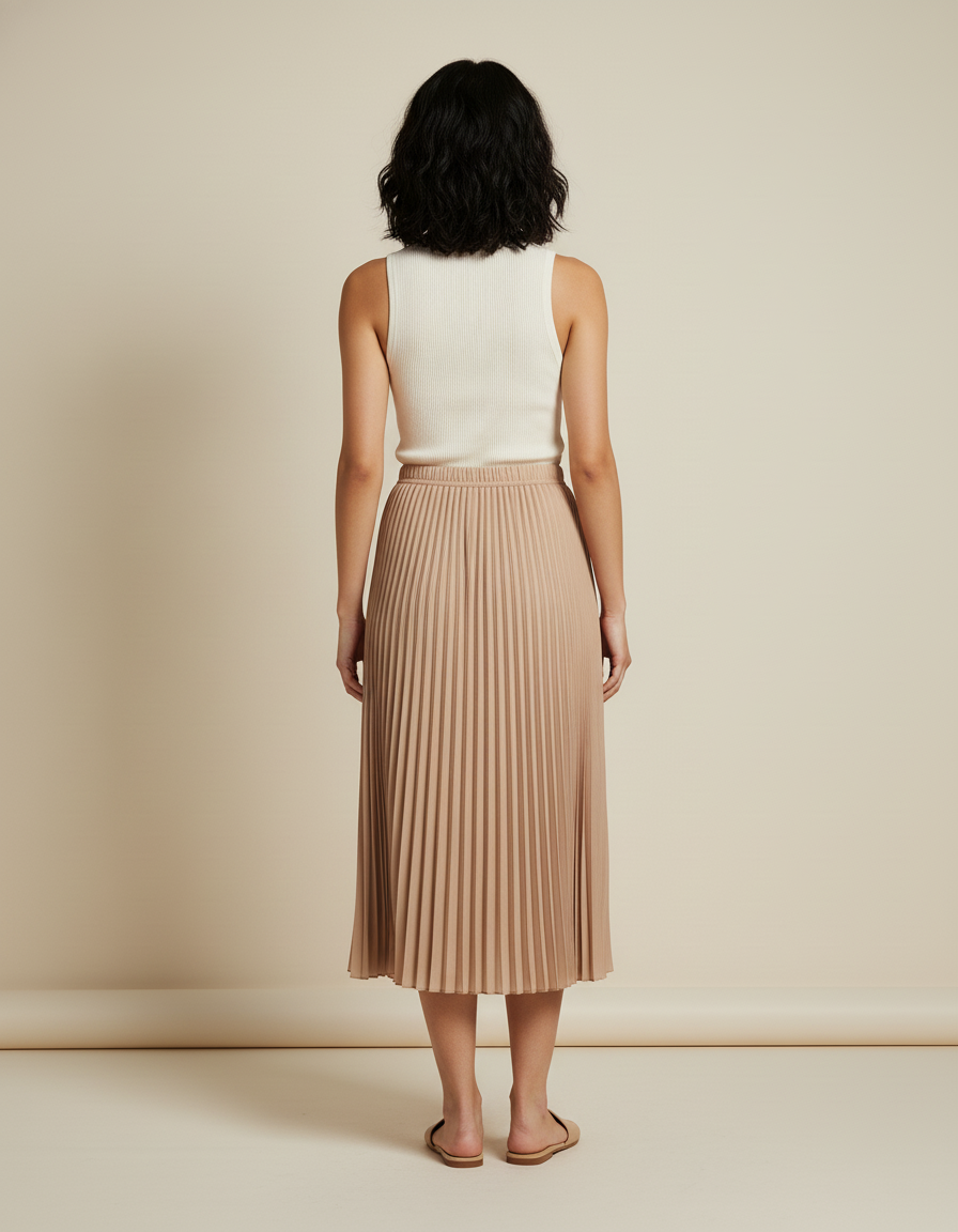 Jupe Plissée Beige Fluide Élégante