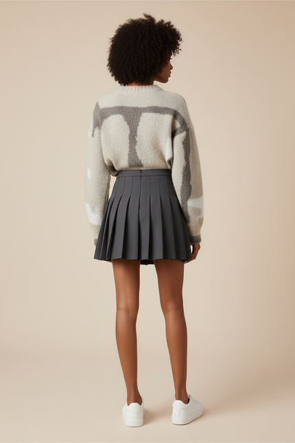 Jupe Plissée Grise Vintage Chic