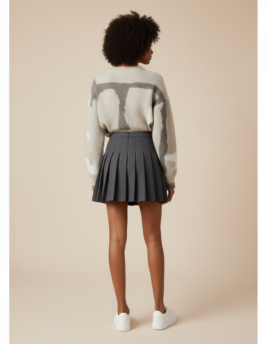 Jupe Plissée Grise Vintage Chic