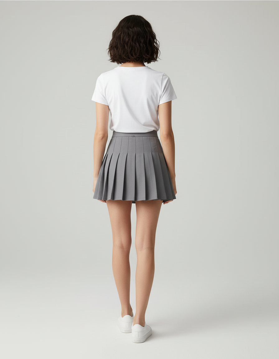 jupe courte plissée grise
