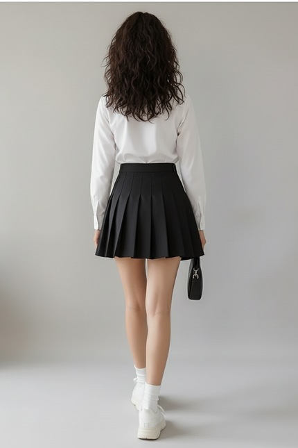 Jupe Plissée Noire Mini Chic tendance
