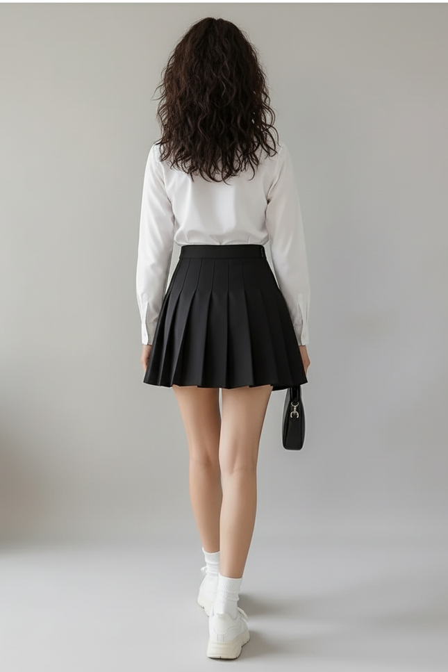 Jupe Plissée Noire Mini Chic tendance
