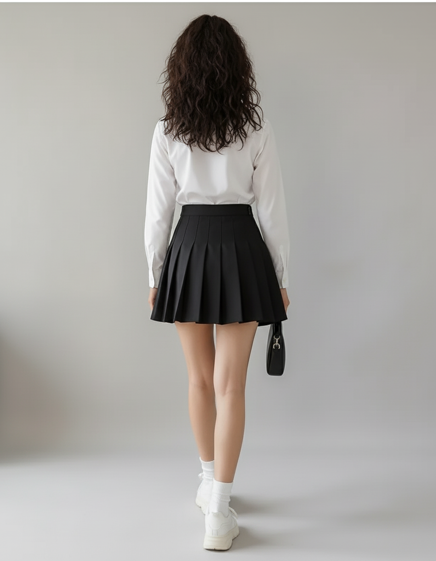 Jupe Plissée Noire Mini Chic tendance