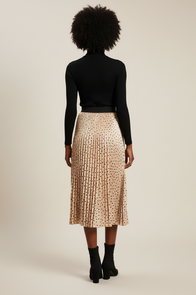 Jupe Plissée dorée à pois chic