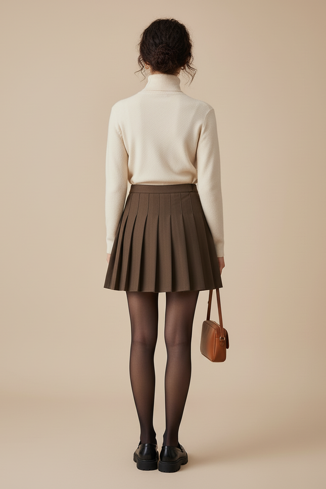 Jupe Plissée Marron Mini Chic originale