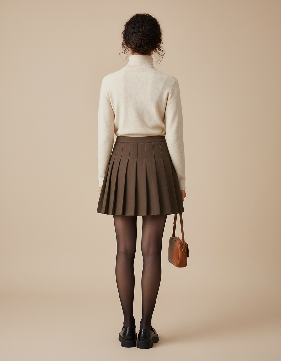 Jupe Plissée Marron Mini Chic originale