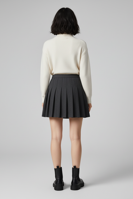 Jupe Plissée mini gris foncé chic
