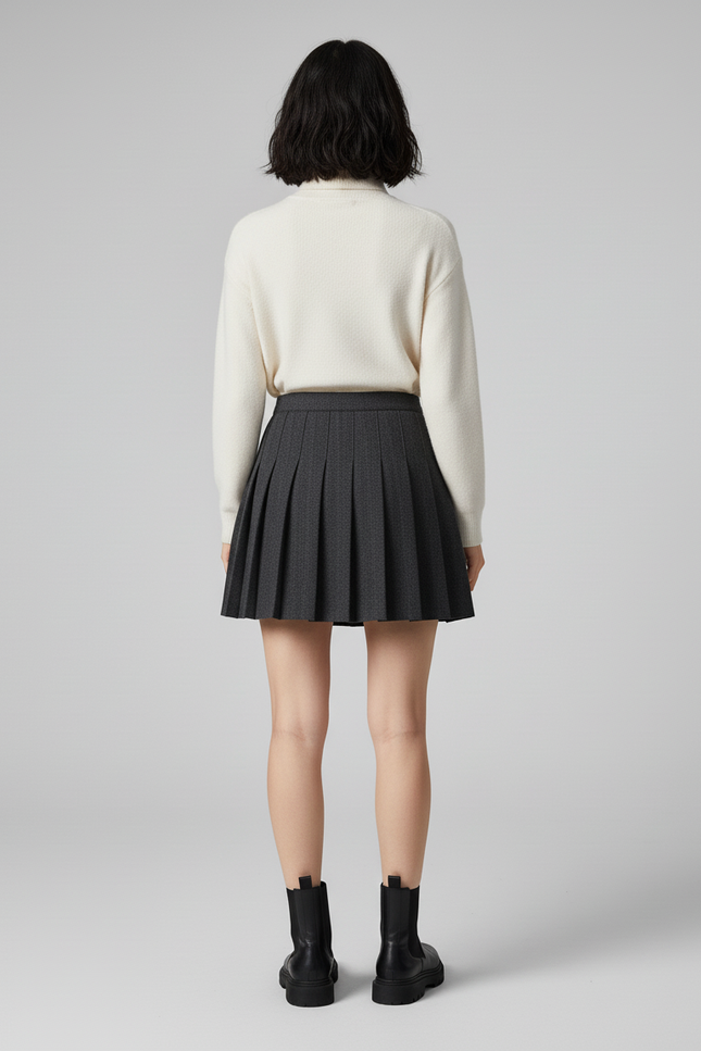 Jupe Plissée mini gris foncé chic