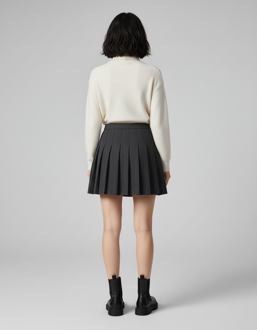 Jupe Plissée mini gris foncé chic