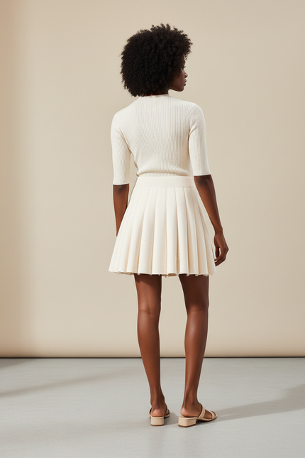 jupe plissée creme