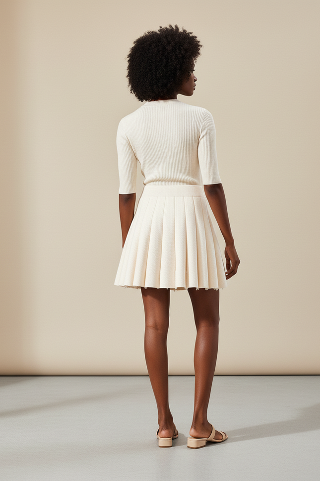 jupe plissée creme