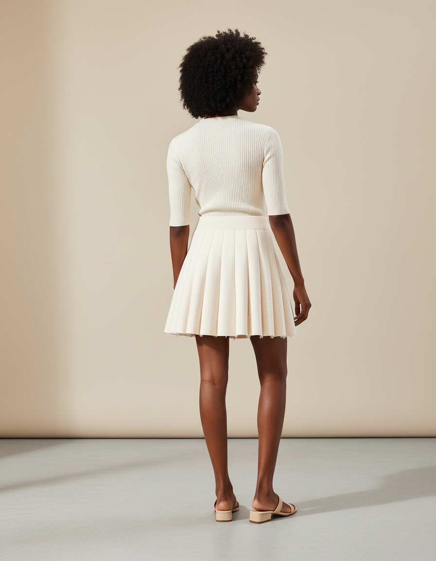 jupe plissée creme
