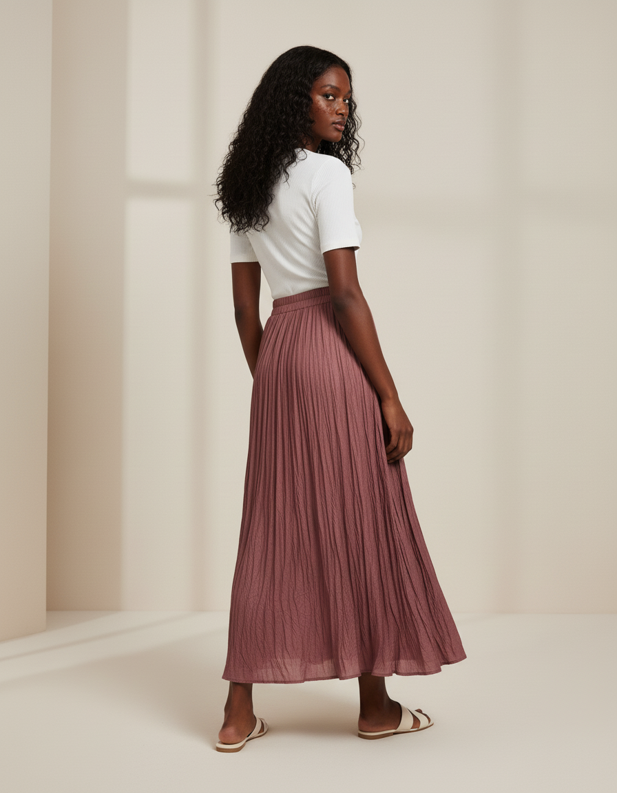 jupe plissée midi bordeaux