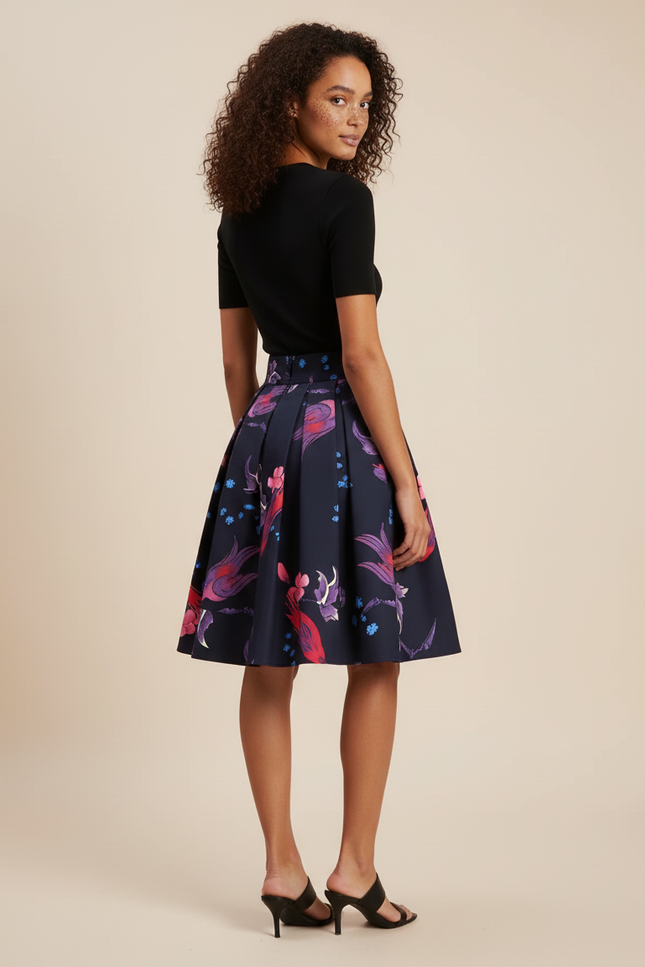 jupe plissée fleurie courte