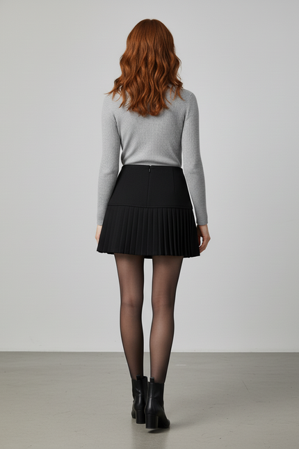 Jupe Plissée noire mini chic stylée