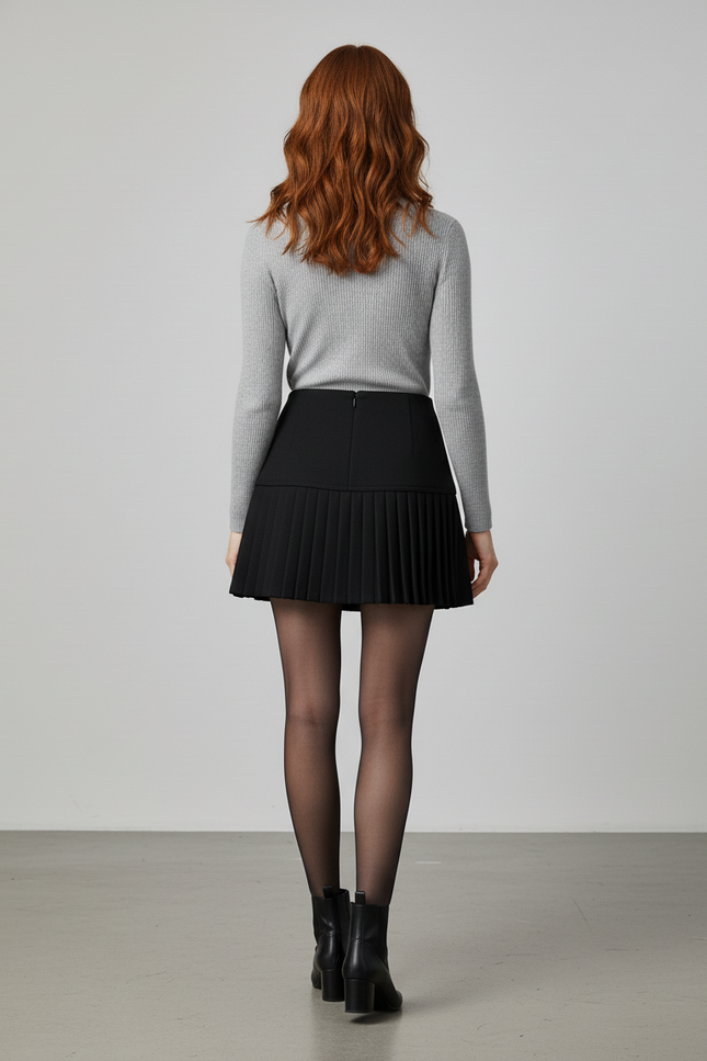 Jupe Plissée noire mini chic stylée