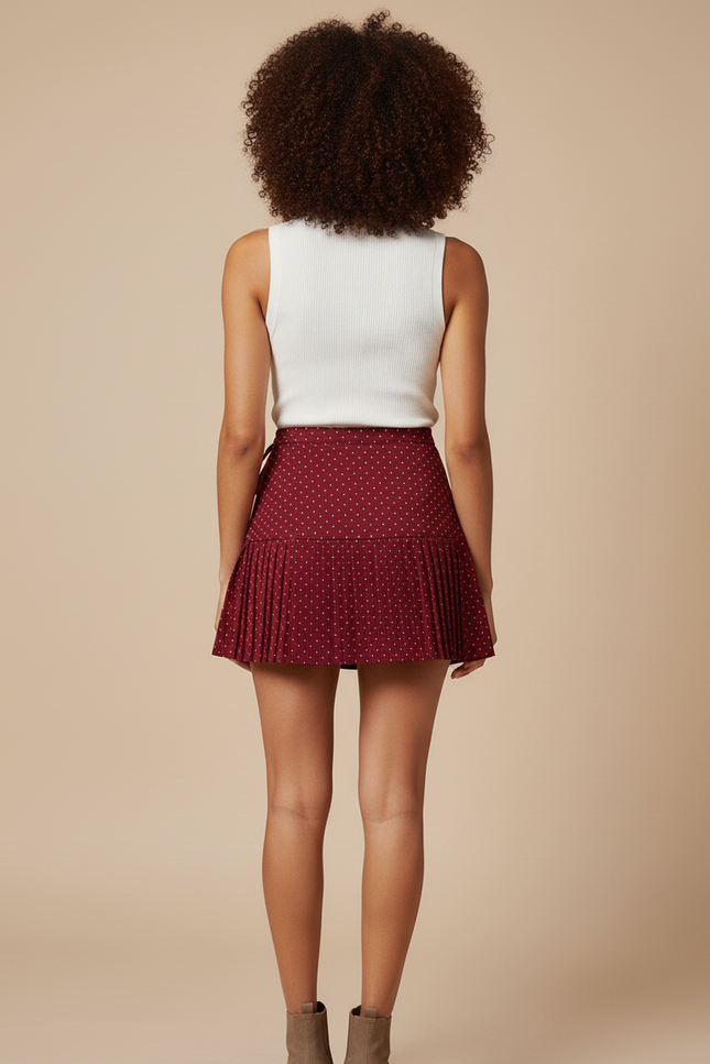 Jupe Plissée portefeuille Bordeaux chic