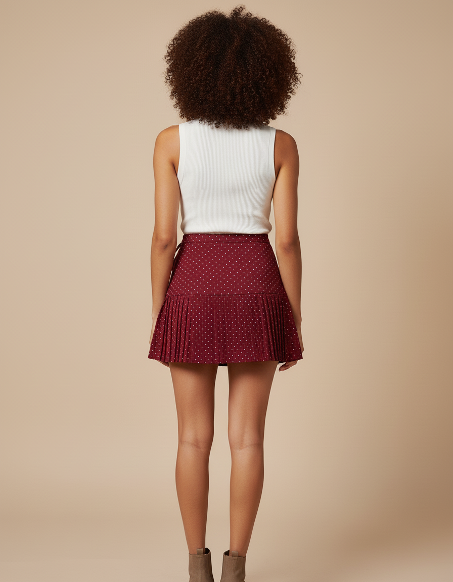 Jupe Plissée portefeuille Bordeaux chic