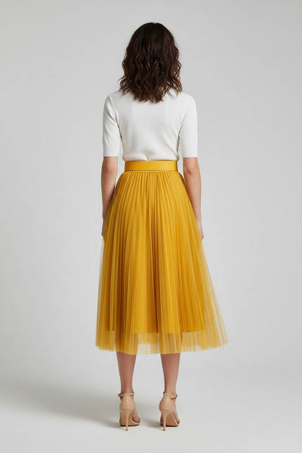 jupe plissée jaune