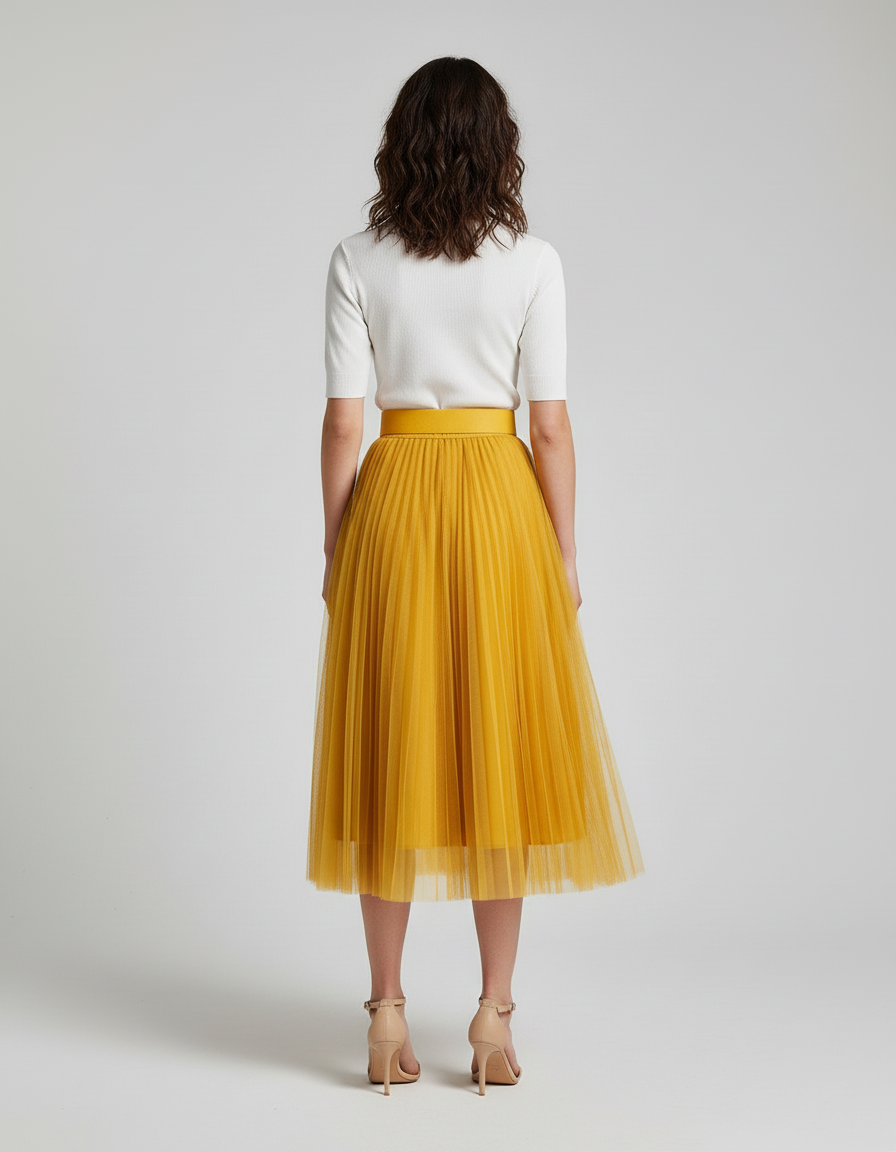 jupe plissée jaune