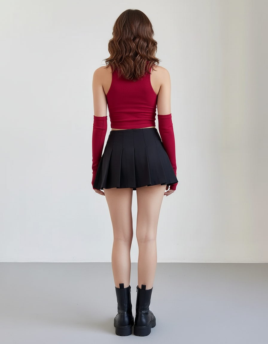 Jupe Plissée Noire Taille Haute Chic tendance