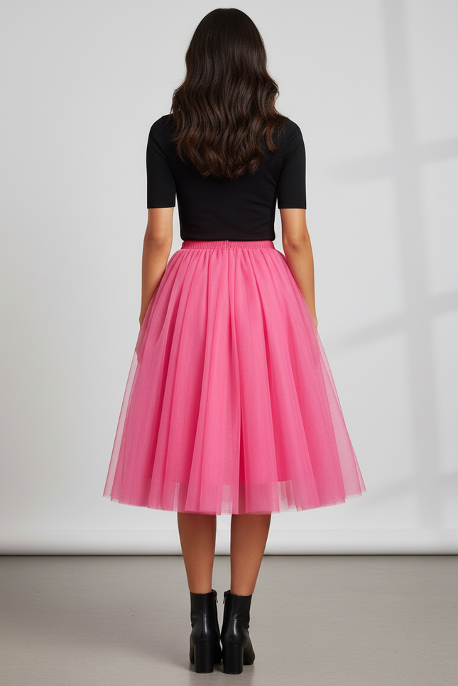 Jupe Plissée Rose Tulle Chic