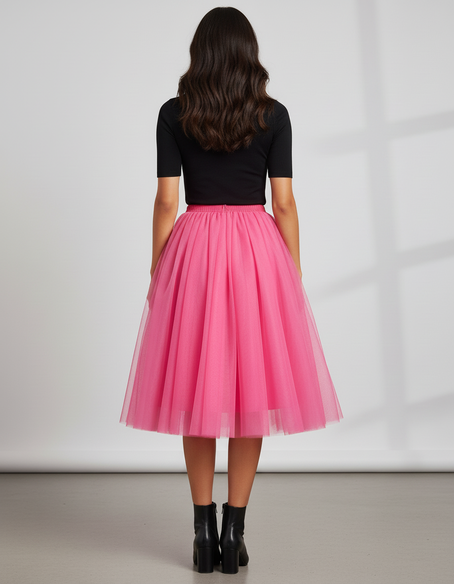Jupe Plissée Rose Tulle Chic