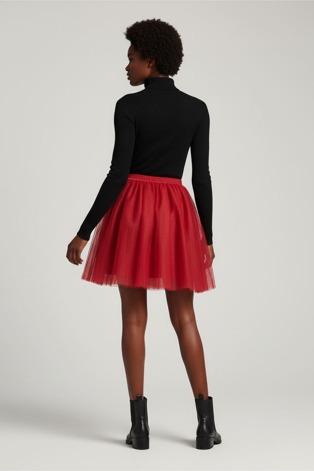 jupe plissée courte rouge