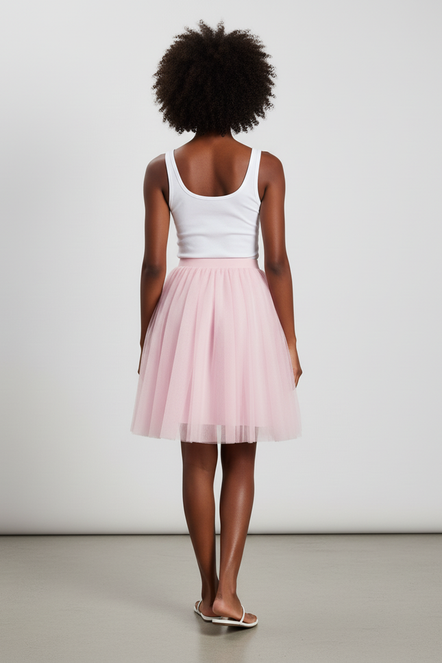 Jupe Plissée Rose Tulle Élégante