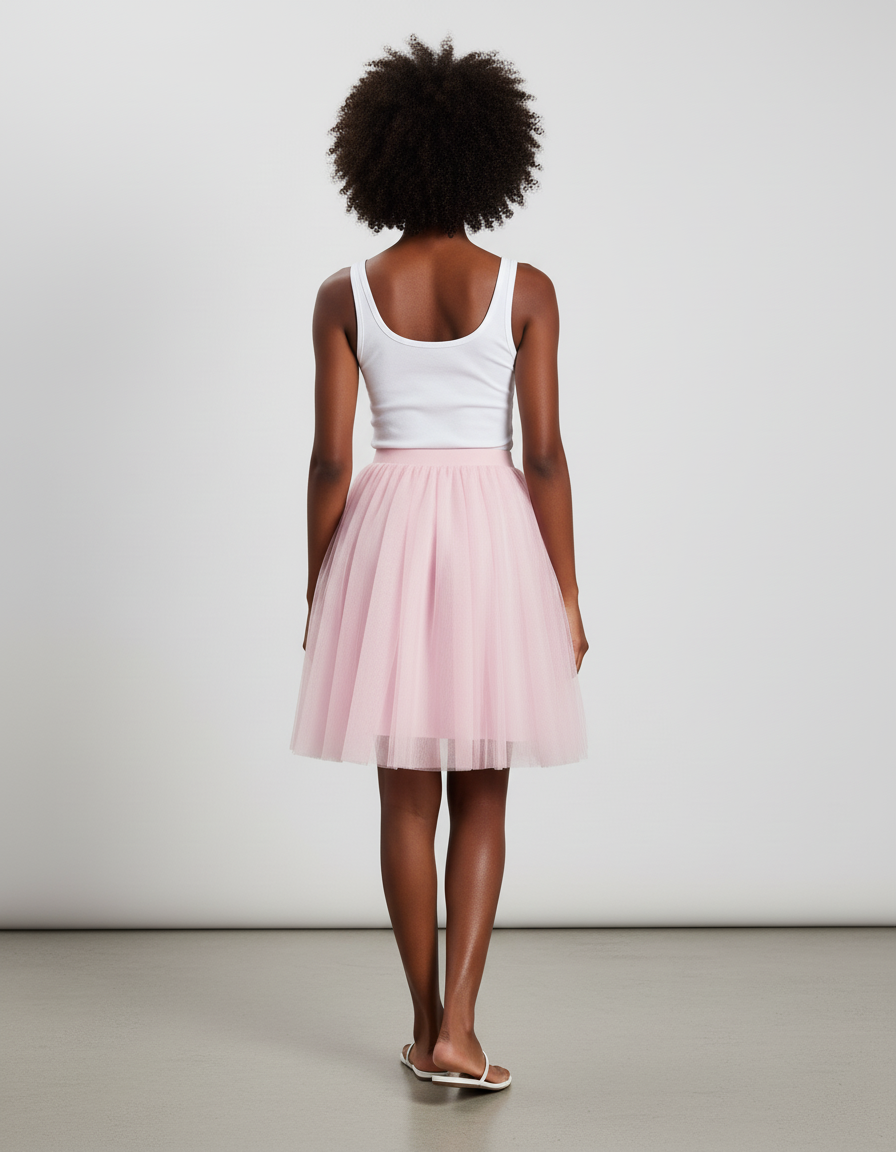 Jupe Plissée Rose Tulle Élégante