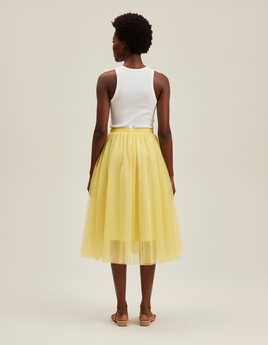 jupe jaune plissée