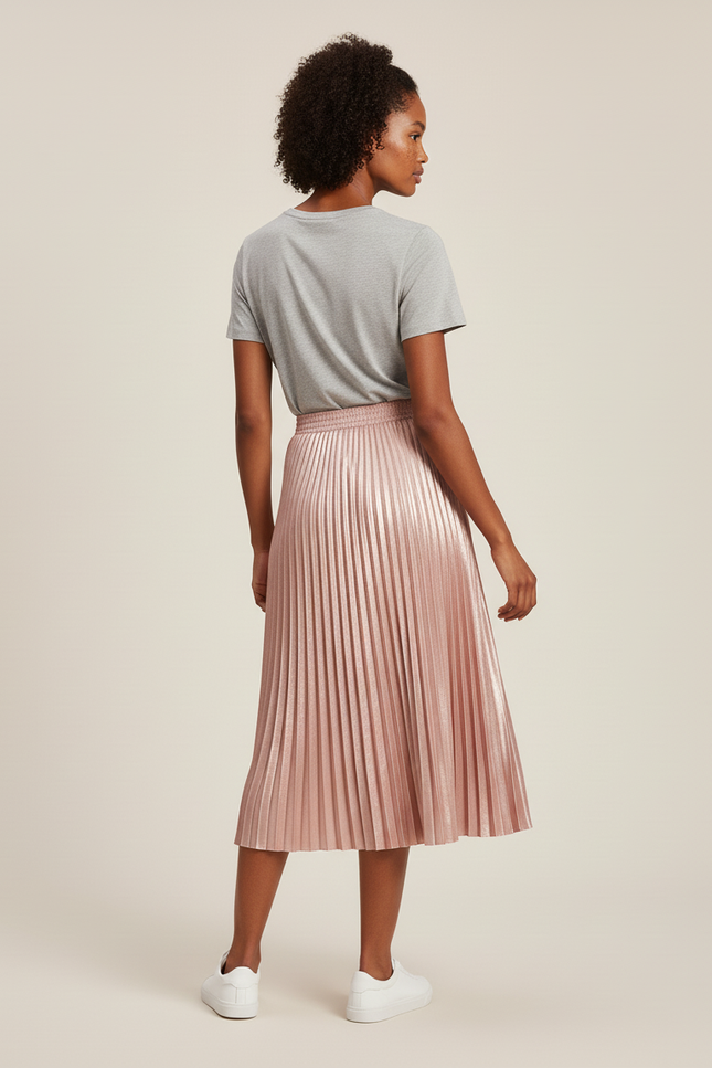 jupe plissée rose satin