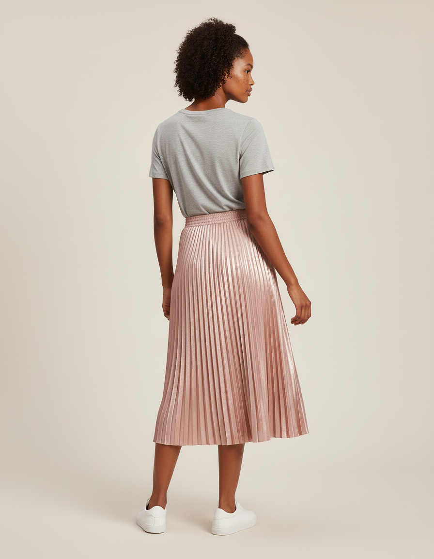 jupe plissée rose satin