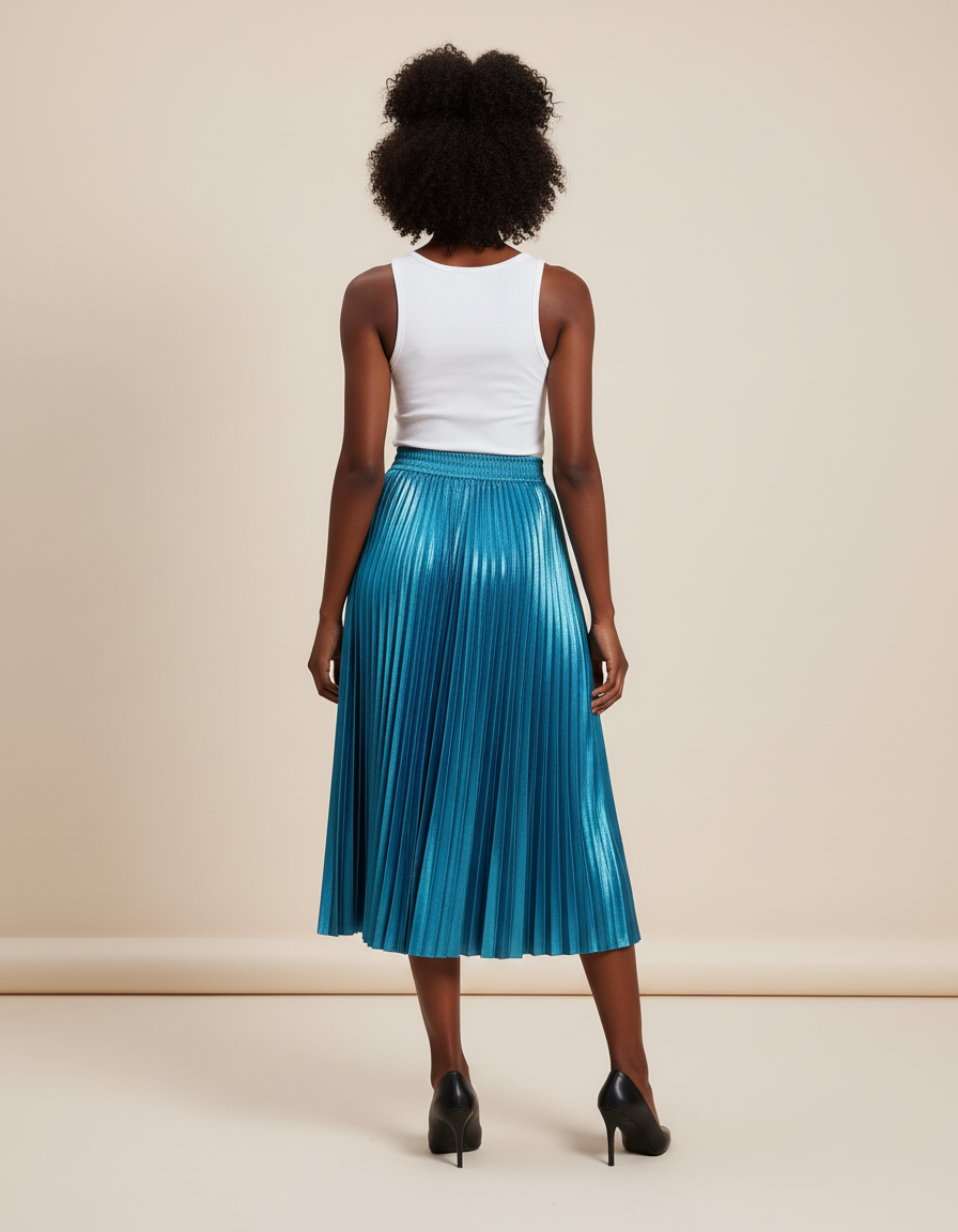 jupe plissée turquoise