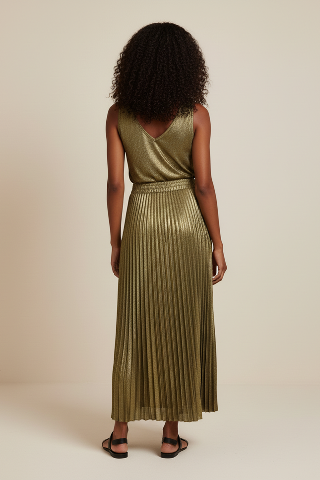 Jupe Plissée dorée métallisée chic