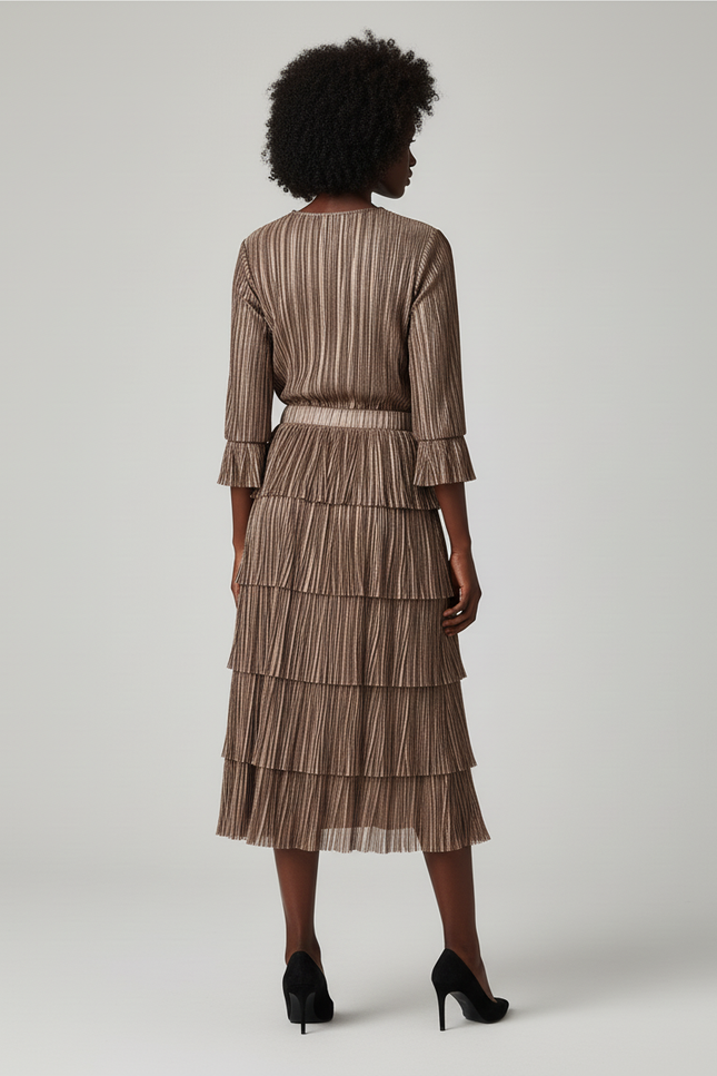 jupe plissée bronze
