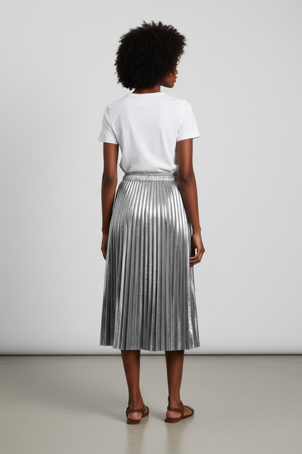 jupe argentée plissée