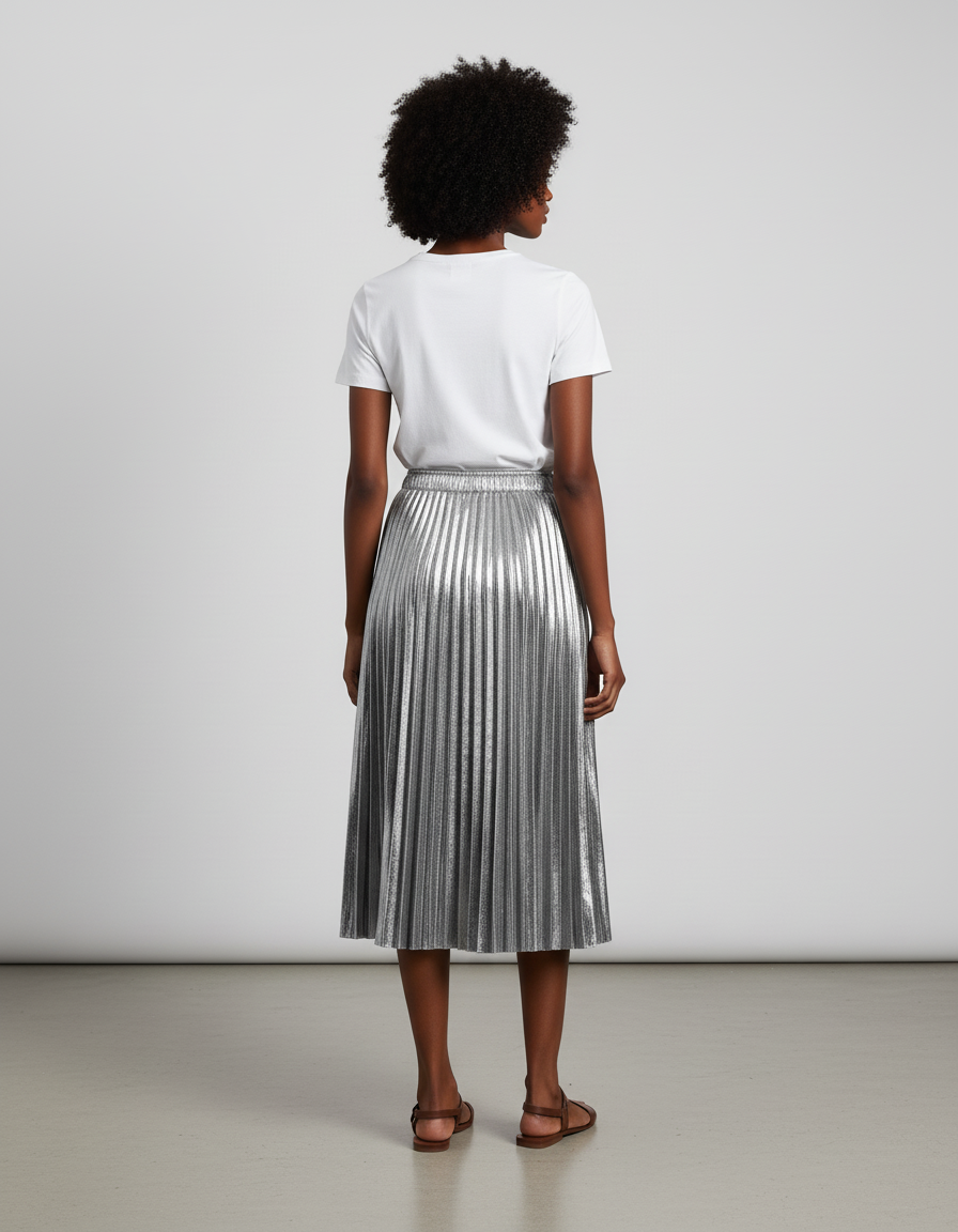 jupe argentée plissée